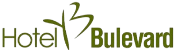 Logo verde del "Hotel Boulevard" con un dise&ntilde;o estilizado y moderno.